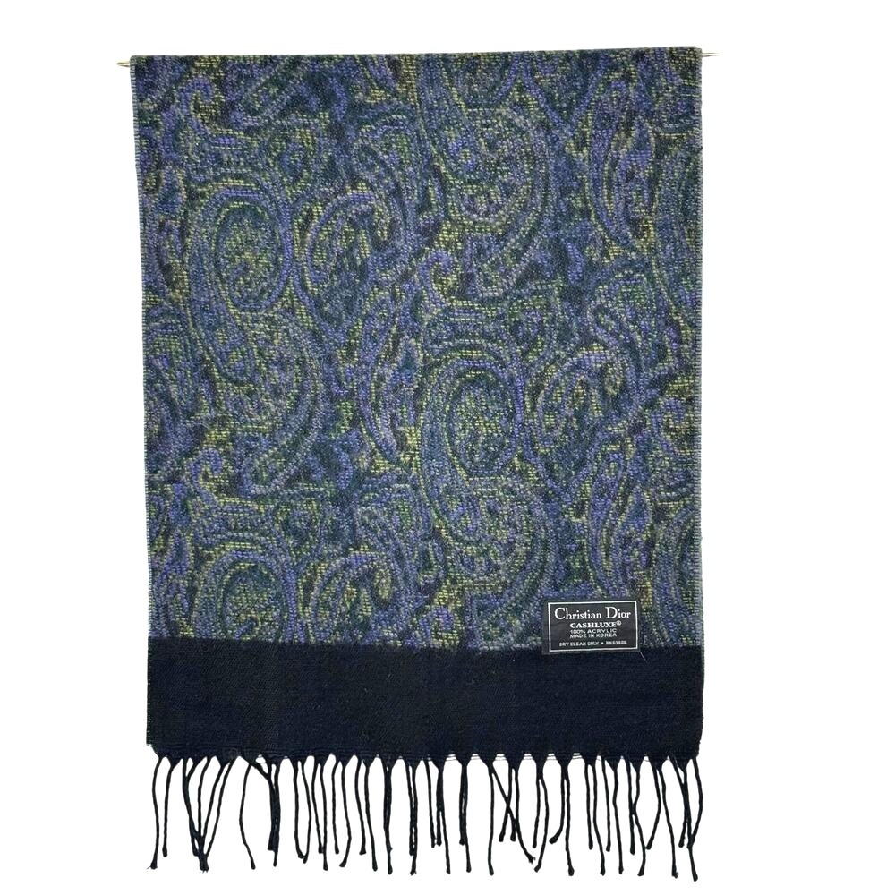 Christian Dior Cashluxeā black/purple paisley scarf